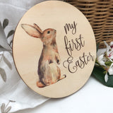 One.Chew.Three Wooden "My First Easter" Plaque - Standing Bunny