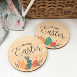 One.Chew.Three Wooden "My First Easter" Plaque - Easter Eggs