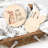One.Chew.Three Wooden "My First Easter" Plaque - Standing Bunny