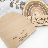 One.Chew.Three Wooden 'We are Pregnant' Plaque - Rainbow Series (Pink Dusky)