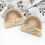 One.Chew.Three Wooden 'It's a Girl' Plaque - Rainbow Series (Original)