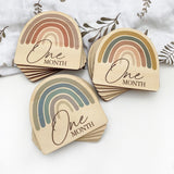 One.Chew.Three Wooden Monthly Milestone Plaques - Rainbow Series (Dusky Rose)