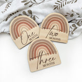 One.Chew.Three Wooden Monthly Milestone Plaques - Rainbow Series (Dusky Rose)