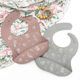 One.Chew.Three Silicone Catch Bib in Silver Sage (Australiana Edition)