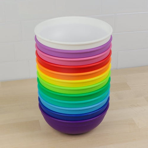 Re-Play Recycled Plastic Bowl in Set of Twelve Rainbow Colours - Adult