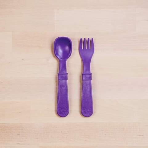 Re-Play Recycled Plastic Fork & Spoon in Amethyst