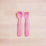 Re-Play Recycled Plastic Fork & Spoon in Baby Pink