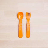 Re-Play Recycled Plastic Fork & Spoon in Orange