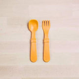 Re-Play Recycled Plastic Fork & Spoon in Sunshine Yellow