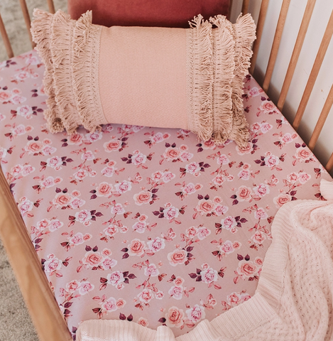 Snuggle Hunny Cotton Fitted Cot Sheet in Blossom