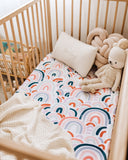 Snuggle Hunny Cotton Fitted Cot Sheet in Rainbow Baby