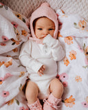 Snuggle Hunny Merino Wool Baby Bonnet and Booties in Light Pink