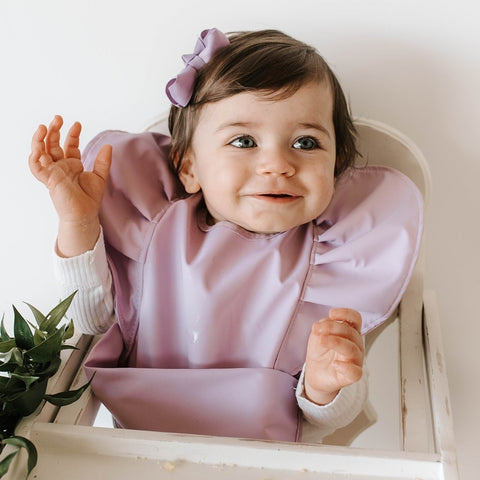 Snuggle Hunny Waterproof Bib in Lavender with Frills