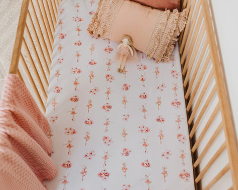 Snuggle Hunny Cotton Fitted Cot Sheet in Ballerina