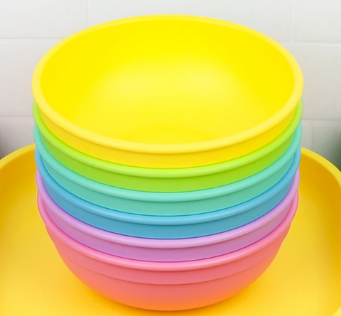 Re-Play Recycled Plastic Bowl in Set of Six Sorbet Colours - Adult