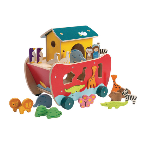 Tender Leaf Toys Wooden Noah's Ark Shape Sorter with Animals