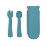 We Might be Tiny Feedie Fork & Spoon Set in Blue Dusk