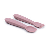 We Might be Tiny Feedie Fork & Spoon Set in Dusty Rose