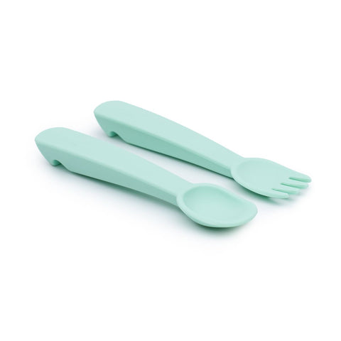 We Might be Tiny Feedie Fork & Spoon Set in Mint Green