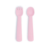 We Might be Tiny Feedie Fork & Spoon Set in Powder (Baby) Pink