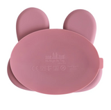 We Might be Tiny Divided Stickie Suction Plate in Dusty Rose Pink (Bunny Design)