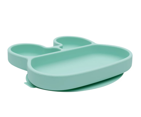 We Might be Tiny Divided Stickie Suction Plate in Mint Green (Bunny Design)