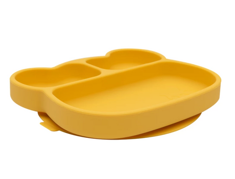 We Might be Tiny Divided Stickie Suction Plate in Yellow Mustard (Bear Design)