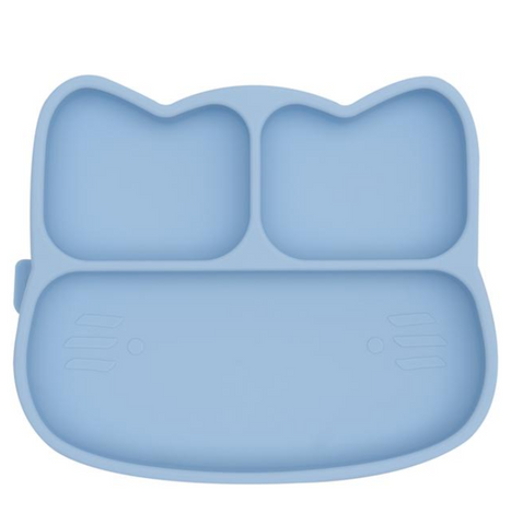 We Might be Tiny Divided Stickie Suction Plate in Powder Baby Blue (Cat Design)