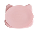 We Might be Tiny Divided Stickie Suction Plate in Powder Baby Pink (Cat Design)