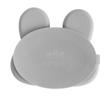 We Might be Tiny Divided Stickie Suction Plate in Dark Grey (Bunny Design)