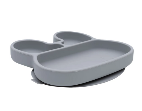 We Might be Tiny Divided Stickie Suction Plate in Dark Grey (Bunny Design)