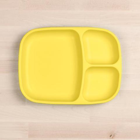 Re-Play Recycled Plastic Divided Plate in Yellow - Adult