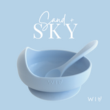 Wild Indiana Silicone Baby Bowl & Spoon Set in Sky (Limited Edition)