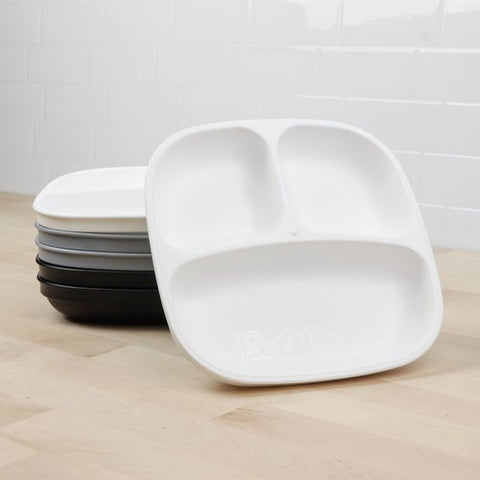 Re-Play Recycled Plastic Divided Plates in Set of Six Monochrome Colours - Original