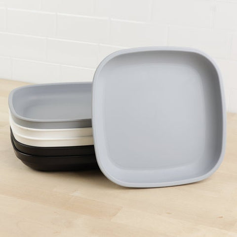 Re-Play Recycled Plastic Flat Plates in Set of Six Monochrome Colours - Original
