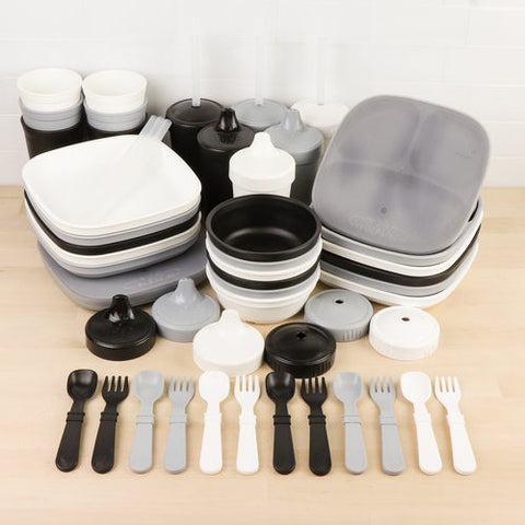 Re-Play Recycled Plastic Children's Tableware Collection in Monochrome