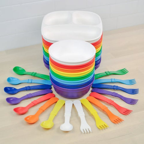 Re-Play Recycled Plastic Children's Tableware Divided Plate in Mini Rainbow