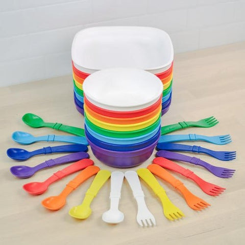 Re-Play Recycled Plastic Children's Tableware Flat Plate in Mini Rainbow