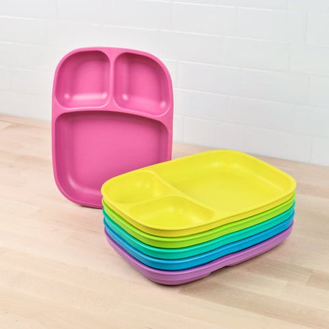 Re-Play Recycled Plastic Divided Plates in Set of Six Sorbet Colours - Adult