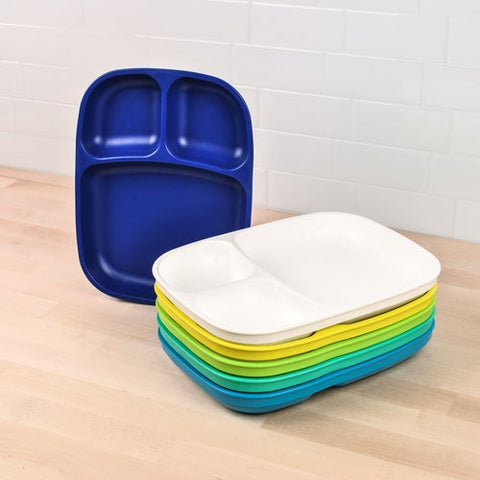 Re-Play Recycled Plastic Divided Plates in Set of Six Bold Colours - Adult