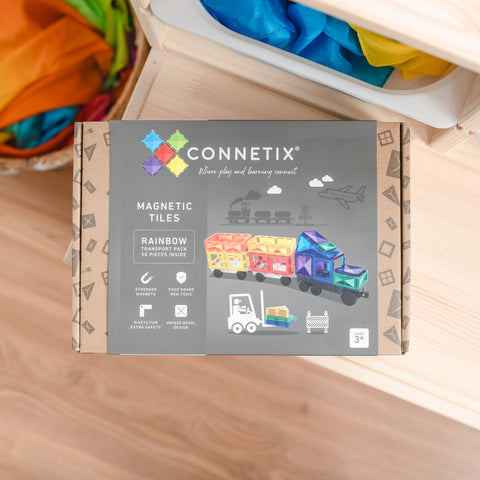 Connetix Magnetic Tiles - 50 Piece Transport Pack (Rainbow)