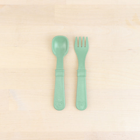 Re-Play Recycled Plastic Fork & Spoon - Sage