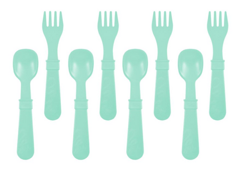 Re-Play Recycled Plastic Fork & Spoon in Mint