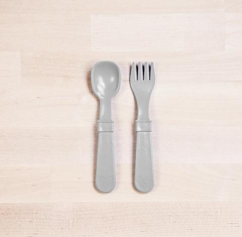Re-Play Recycled Plastic Fork & Spoon in Grey