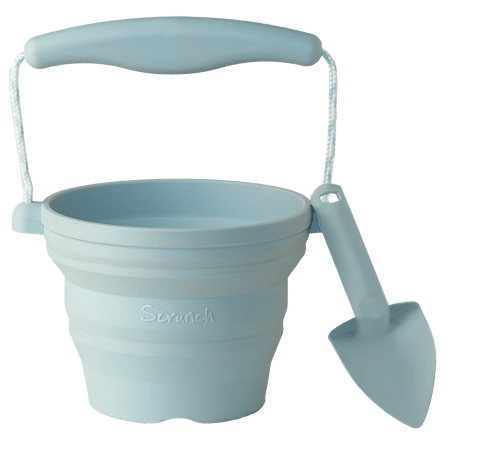 Scrunch Seedling Pot & Trowel - Duck Egg Blue