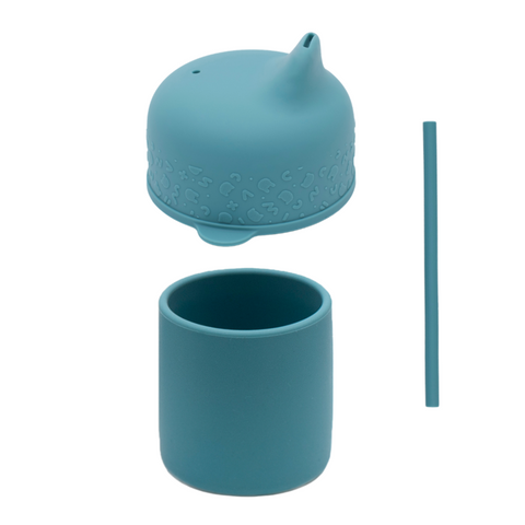 We Might be Tiny Grip Cup & Sippie Lid Set - Blue Dusk